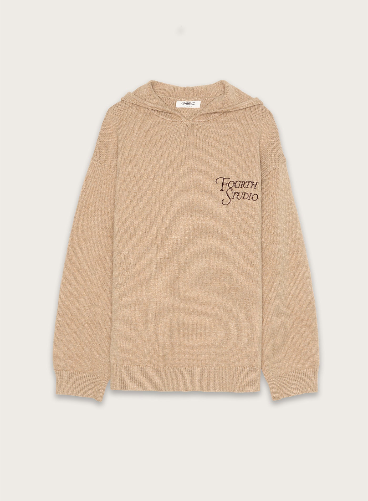 Camel Knitted Fourth Studio Hooded Jumper
